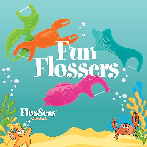 Miniatura 3 de Practicon FlosSeas - Kit de cuidado dental para niños, paquete de tamaño de viaje con cepillo de dientes de colores surtidos, pasta de dientes y