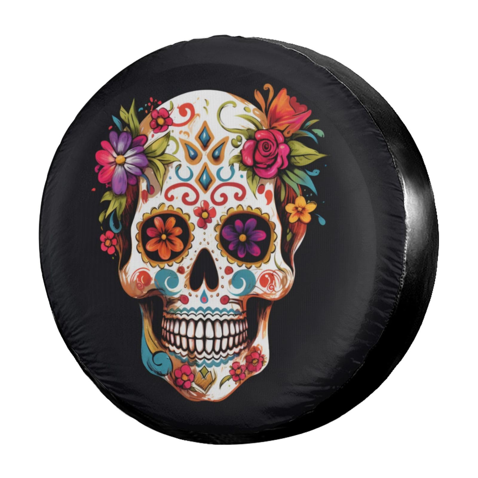Dujiea Sugar Skull Spare Tire Cover, Universal Wheel Tire Cover, Dust-Proof Tire Protectors for Trailer Rv Van SUV Truck Camper and Many Vehicle 14 15 16 17 Inch