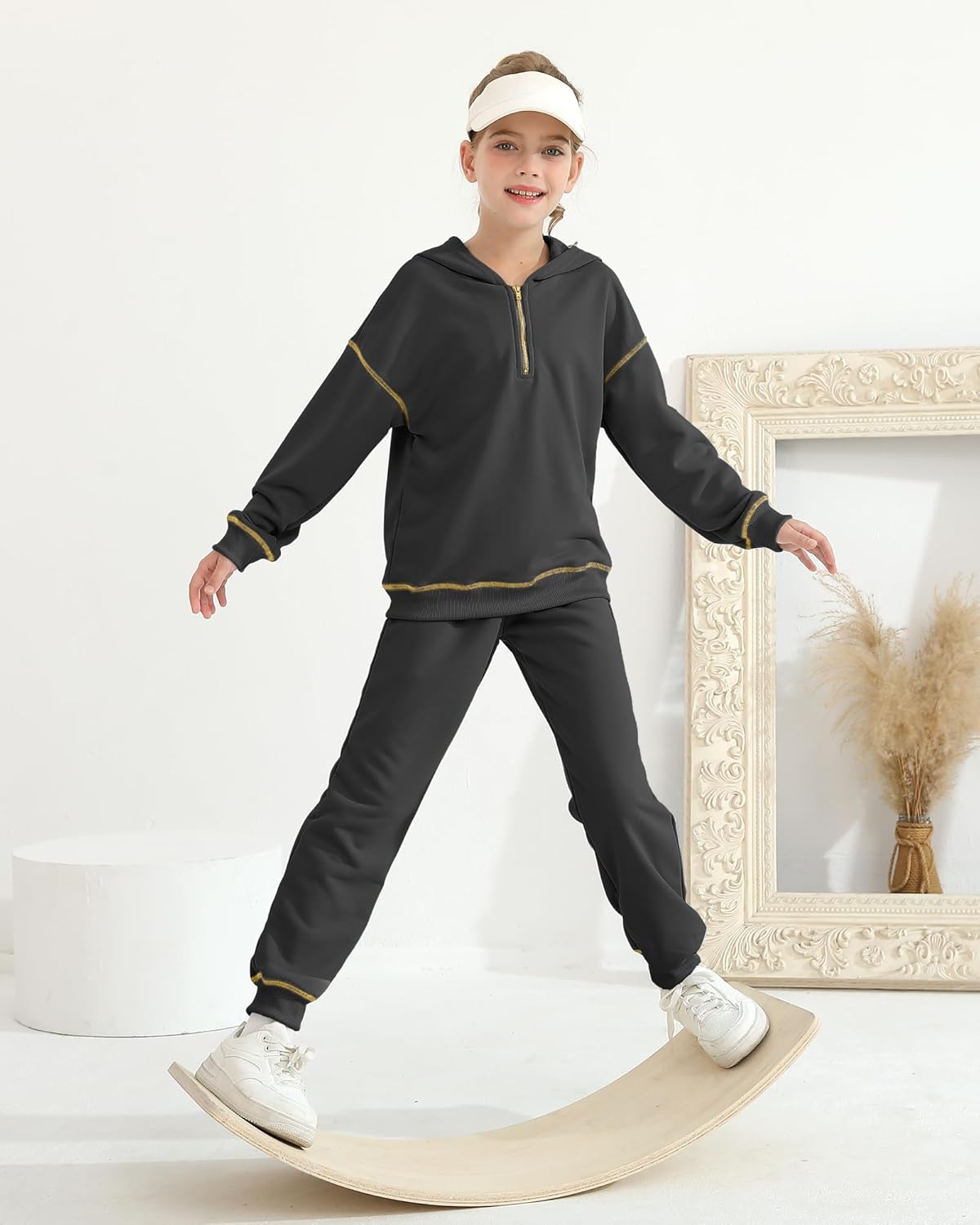 Girls Fall Winter Outfits 2 Piece Clothing Set Zipped Up Pocketed Hoodies Sweatpants Kid Sweatsuit Jogger Set 7-14Y - Image 3