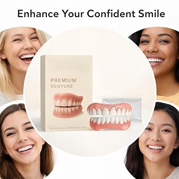 Premium Full Denture Set,Silicone Reline Denture Set,Silicone Denture Full Mouth for Men Women,False Teeth Top and Bottom,Upper and Lower Denture Reline Kit,Dental Repair Kit,Material Safety