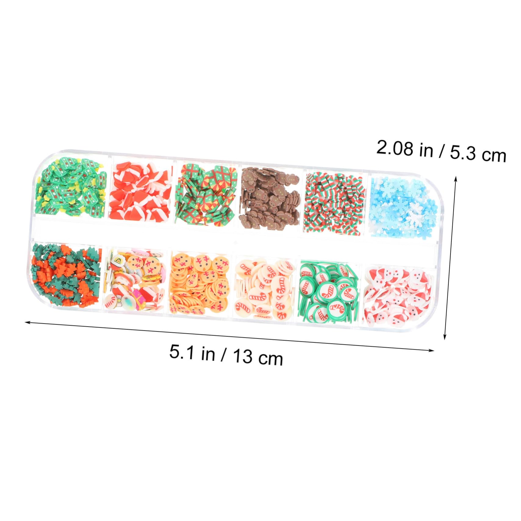 2 Boîtes Boîtes Décorations Ongles Pâte Polymère de Noël Accessoires DIY Compartiments Décoration Ongles Festive Hivernale