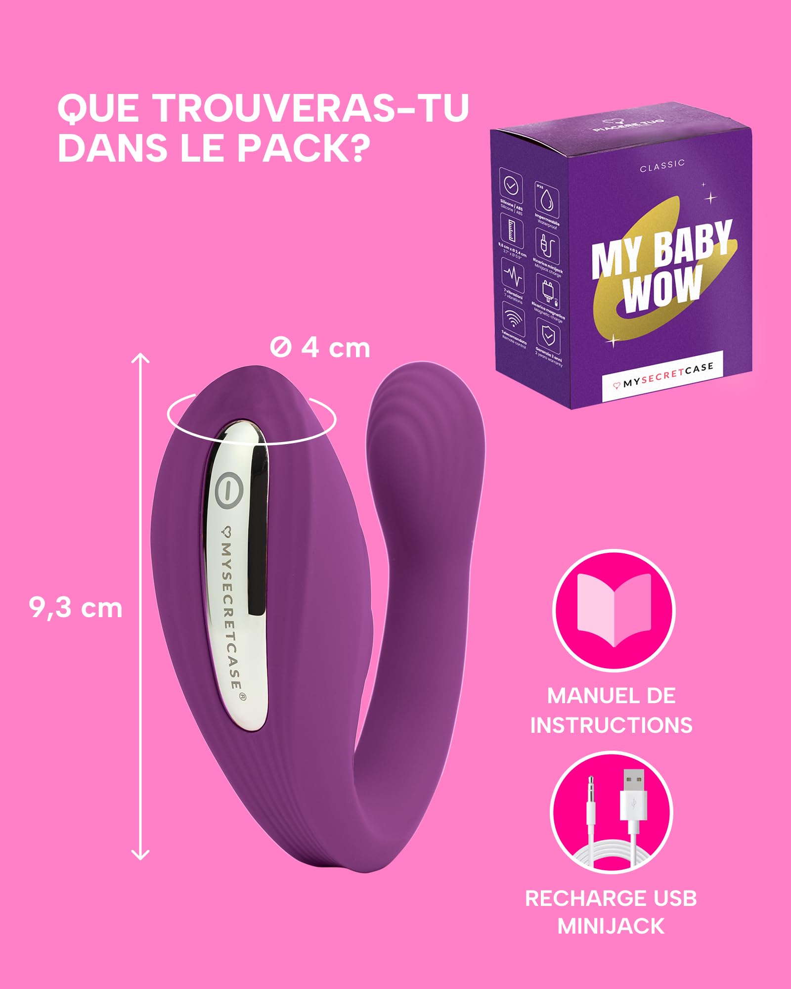 MySecretCase Sextoyse Femme Clitoridienne 2-en-1 Vibromasseurs Feminin à Distance 7 Vibration Stimulateur Clitoridien Vibromasseur pour Couple Vibro Avec Telecommande Sextoy Femme Jeux Couple Sexuel