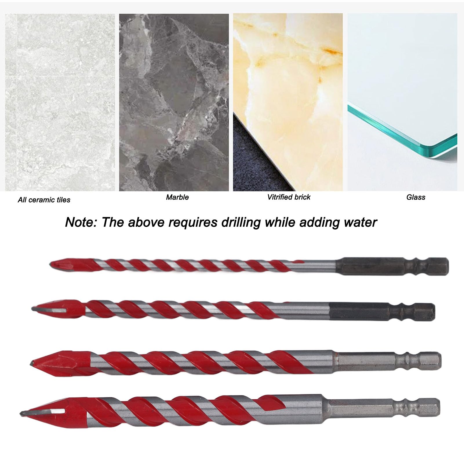 BTSEURY Eccentric Drill Bit Set, 4Pcs Drill Bit, 150mm 6.35mm Hex Shank Drill Bit Set for Concrete Masonry Glass