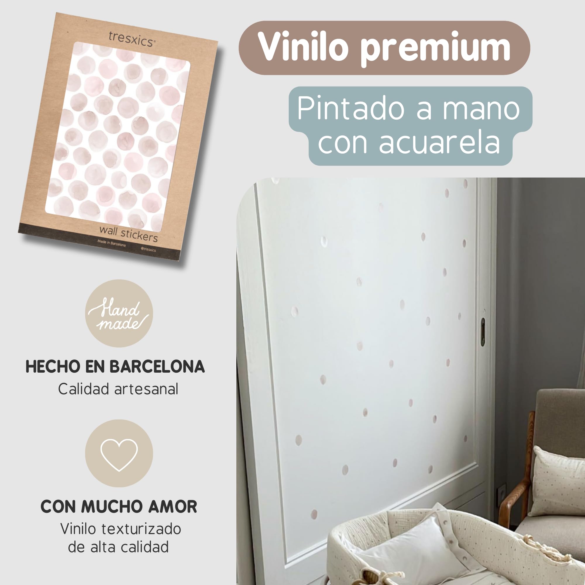 TRESXICS Decorative Wall Stickers for Children Watercolor Dots, 100 Pieces, Original and Durable Vinyl Wall Sticker - Image 3