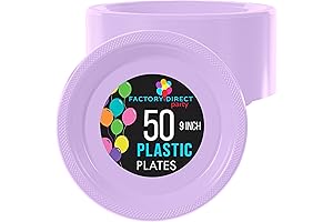 "Lavish Elegance": Exquisite 9" Pastel Lavender Plastic Plates for Enhanced Party Ambiance (50 Count)