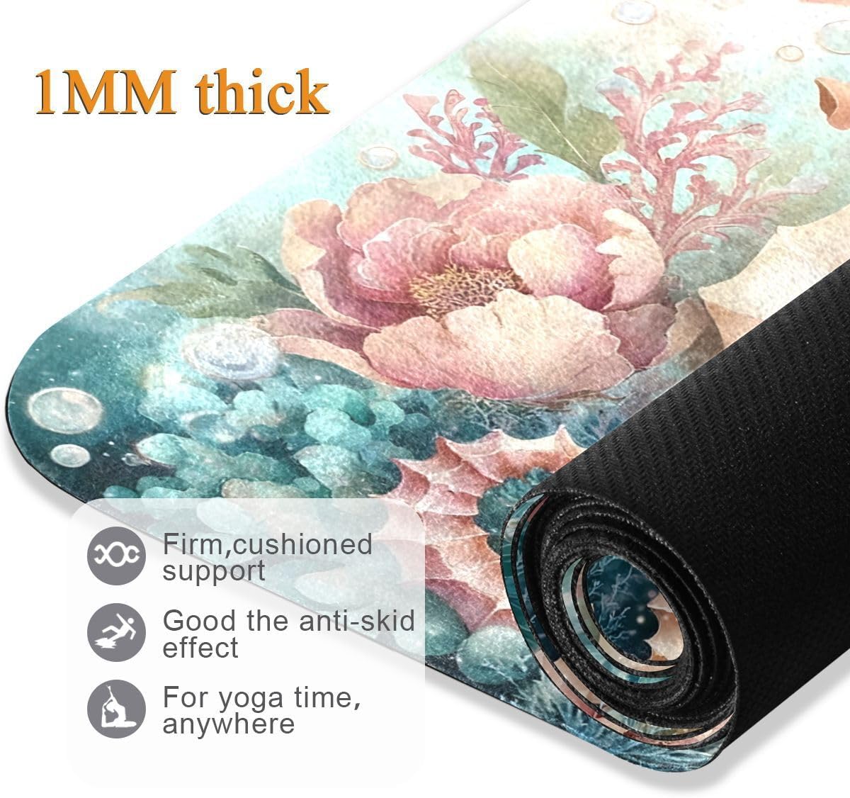 ALAZA Beautiful Seahorse Yoga Mat Non Slip Fitness Exercise Mat, Workout Mat for Yoga, Pilates and Floor Exercises