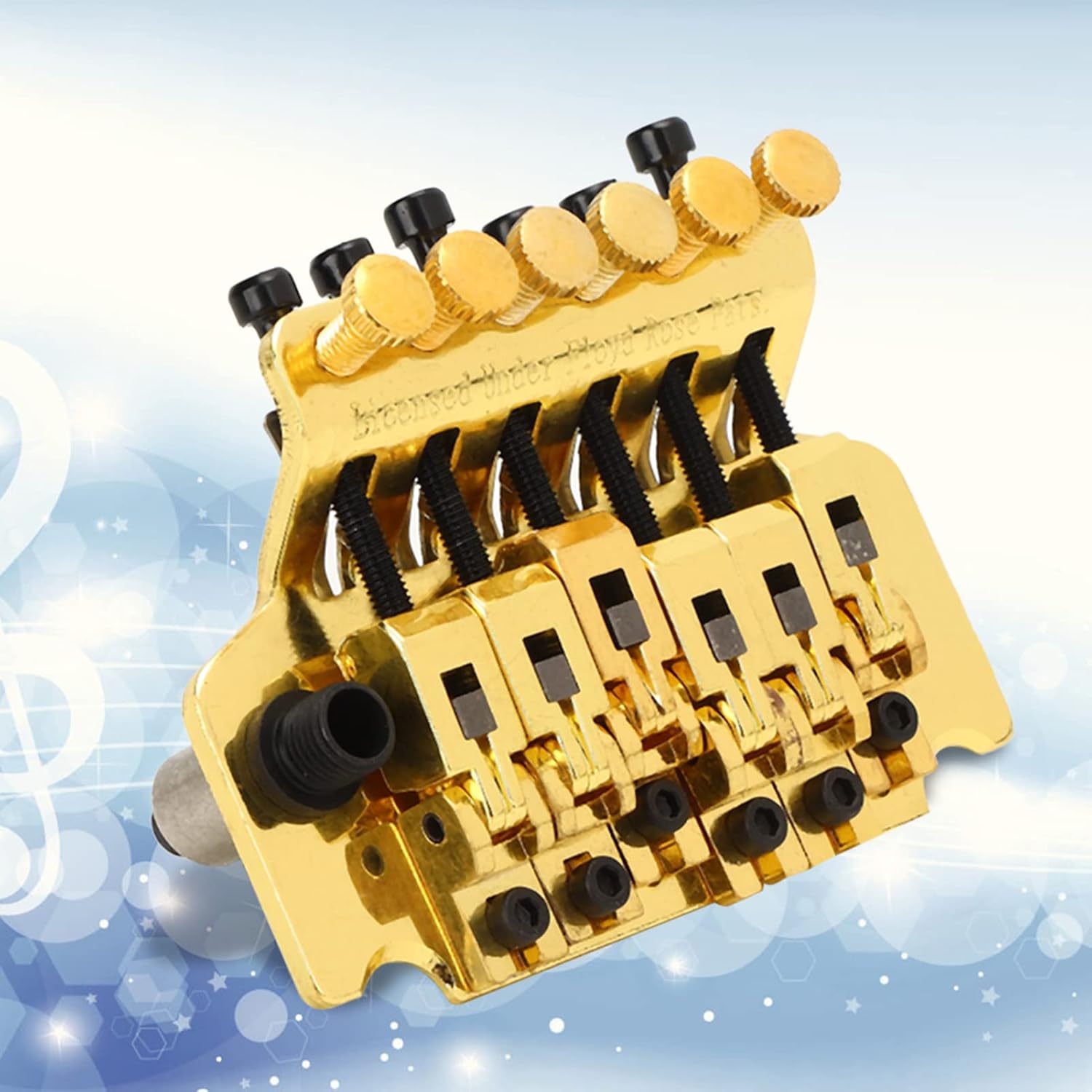 Metal Tremolo Bridge System with Vibrato Adjustable Tones Portable Design for Electric Guitar Complete Package for Floyd Rose (Gold)