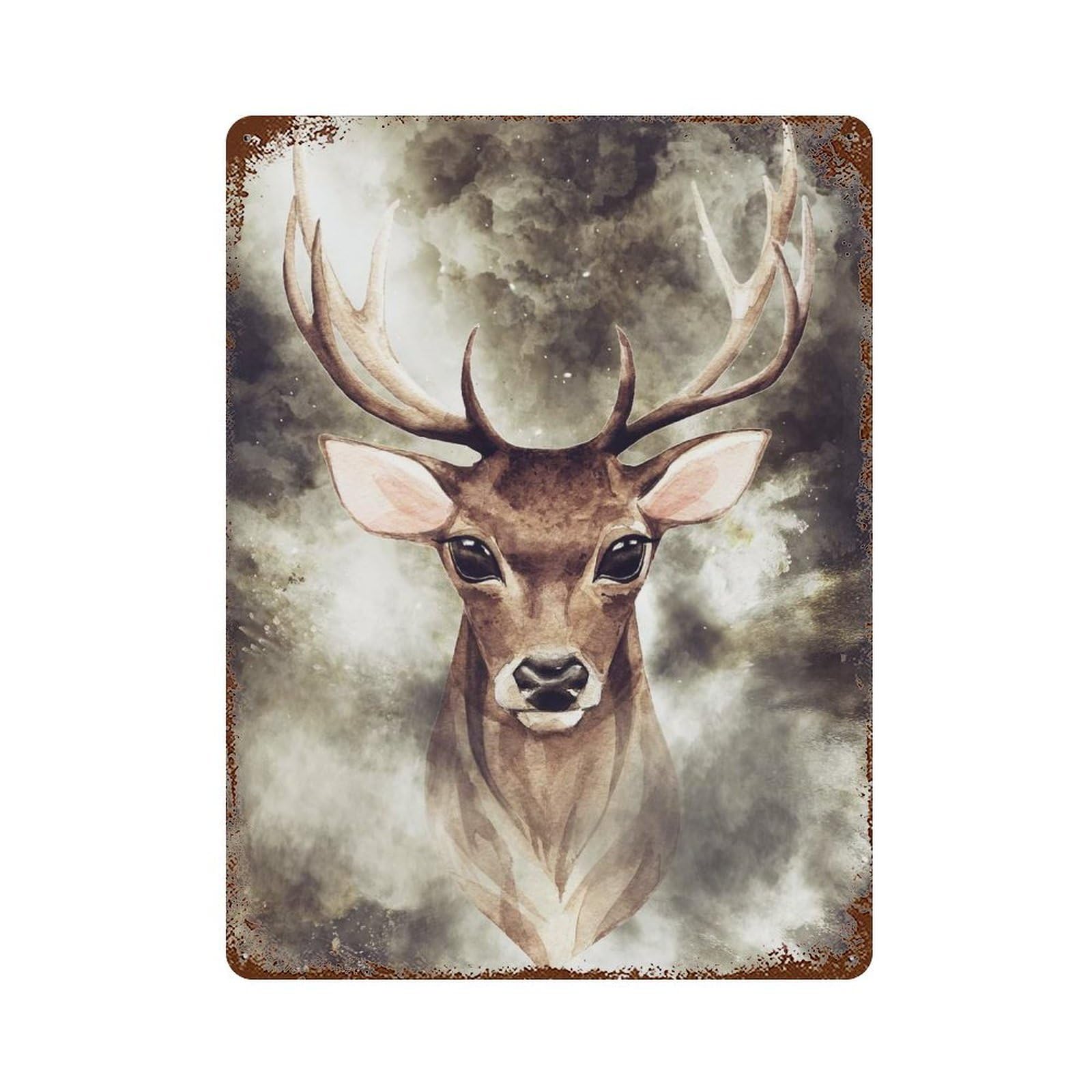 Deer Distressed Metal Wall Sign 15.7"x11.8", Rustic Home Decor for Living Room, Hallway And Home Decor