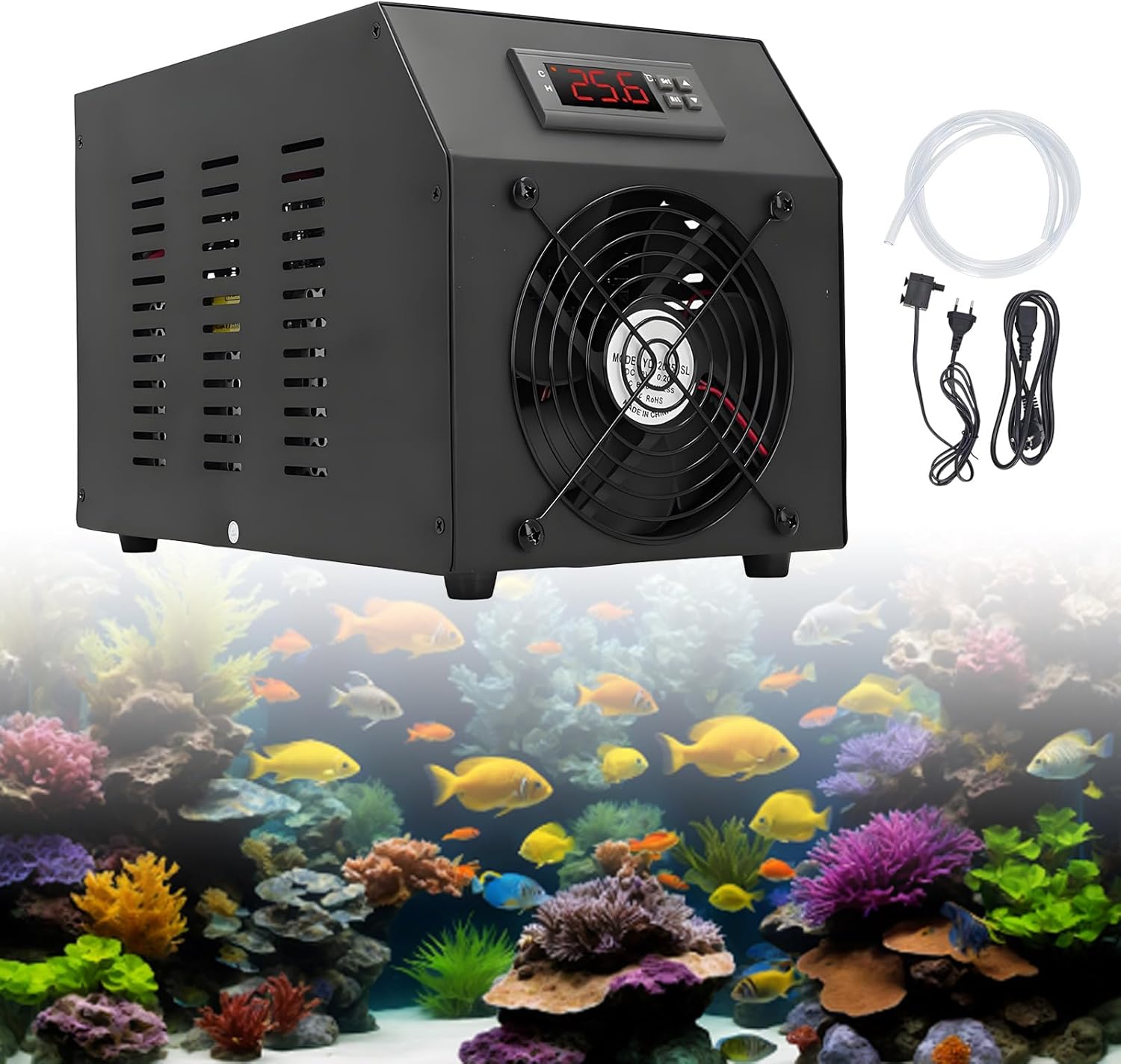 Aquarium Chiller,Silent Water Cooling System with Pump and Hose,Temperature Range 10-50℃,Rapid Cooling,for Freshwater,Planted,Saltwater,Coral Aquariums Cooling