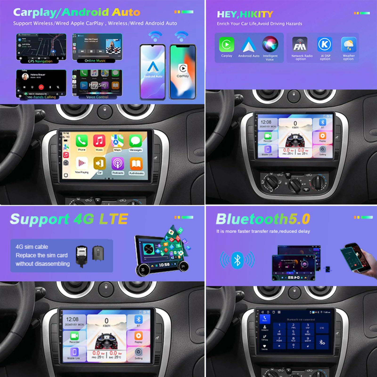 Android 15 Car Stereo 9" Samochód Dla Citroen C2 2005 Furio,M106