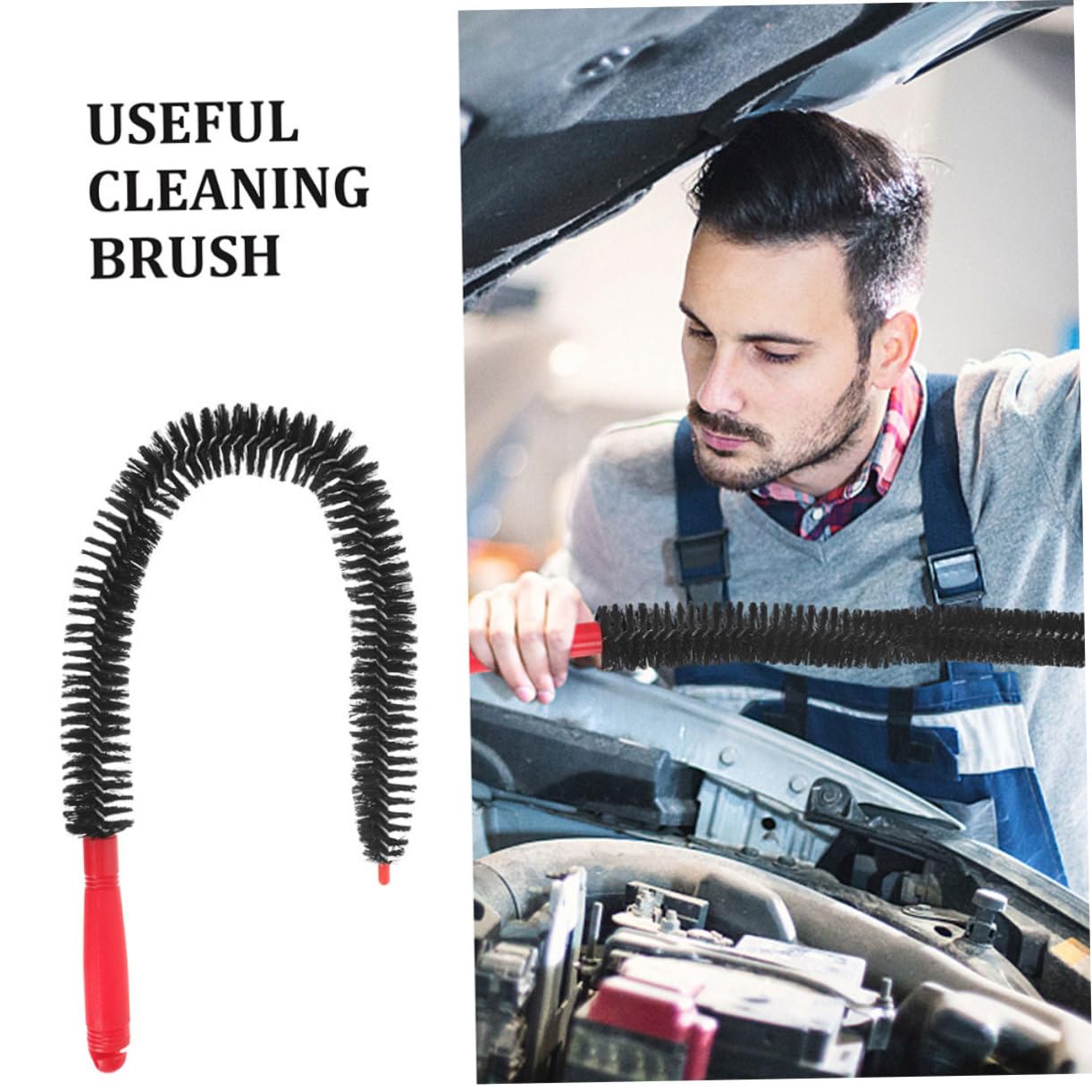 Cabilock Cepillo De Limpieza Flexible Limpiador Pincel Plumeros para Limpieza Extensible Drenar Cepillo De Drenaje Nylon Black 2 Piezas X 4