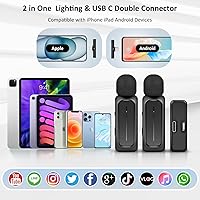 Vista 6 de 2 Piezas Micrófono de Solapa Inalámbrico para iPhone iPad Android con Estuche de Carga 7H Micrófono de Clip de Solapa Inalámbrico para Grabación