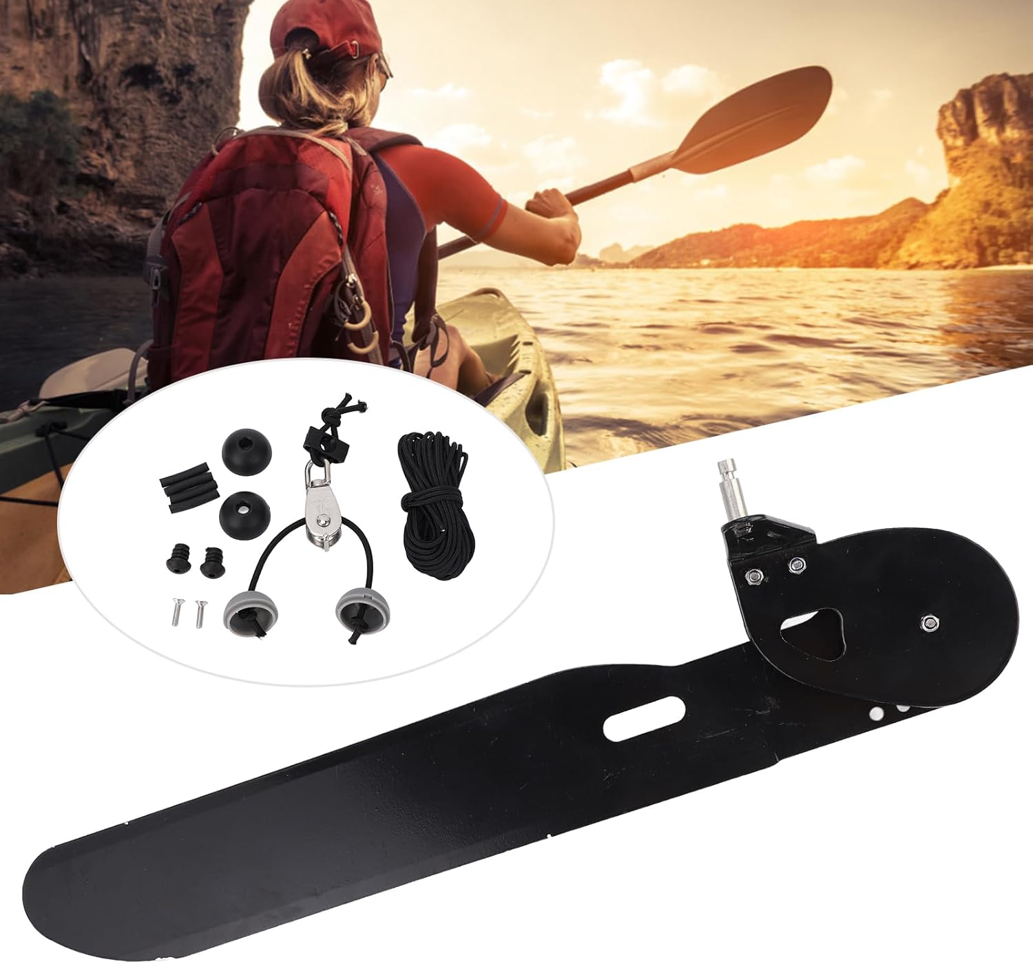 VGEBY Canoe Rudder, Aluminium Alloy Canoe Kayak Rudder Foot Direction Control Tackle Kit for Kayak Fishing Boat Rowing Supplies