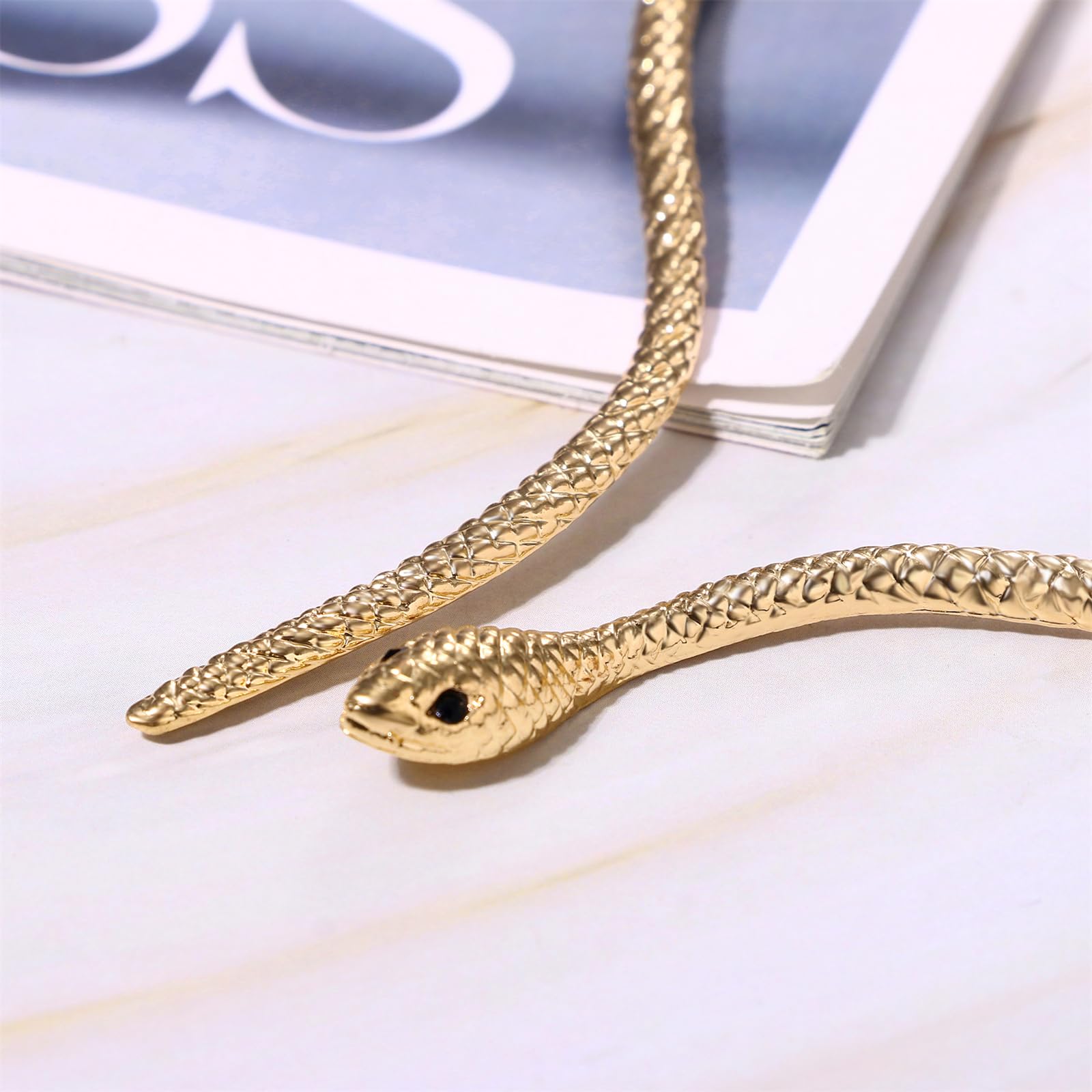JewelryWe Collana Serpente Girocollo da Donna: Collana Vintage Classico Regolabile Choker in Acciaio Inossidabile Holloween Accessori da Donna