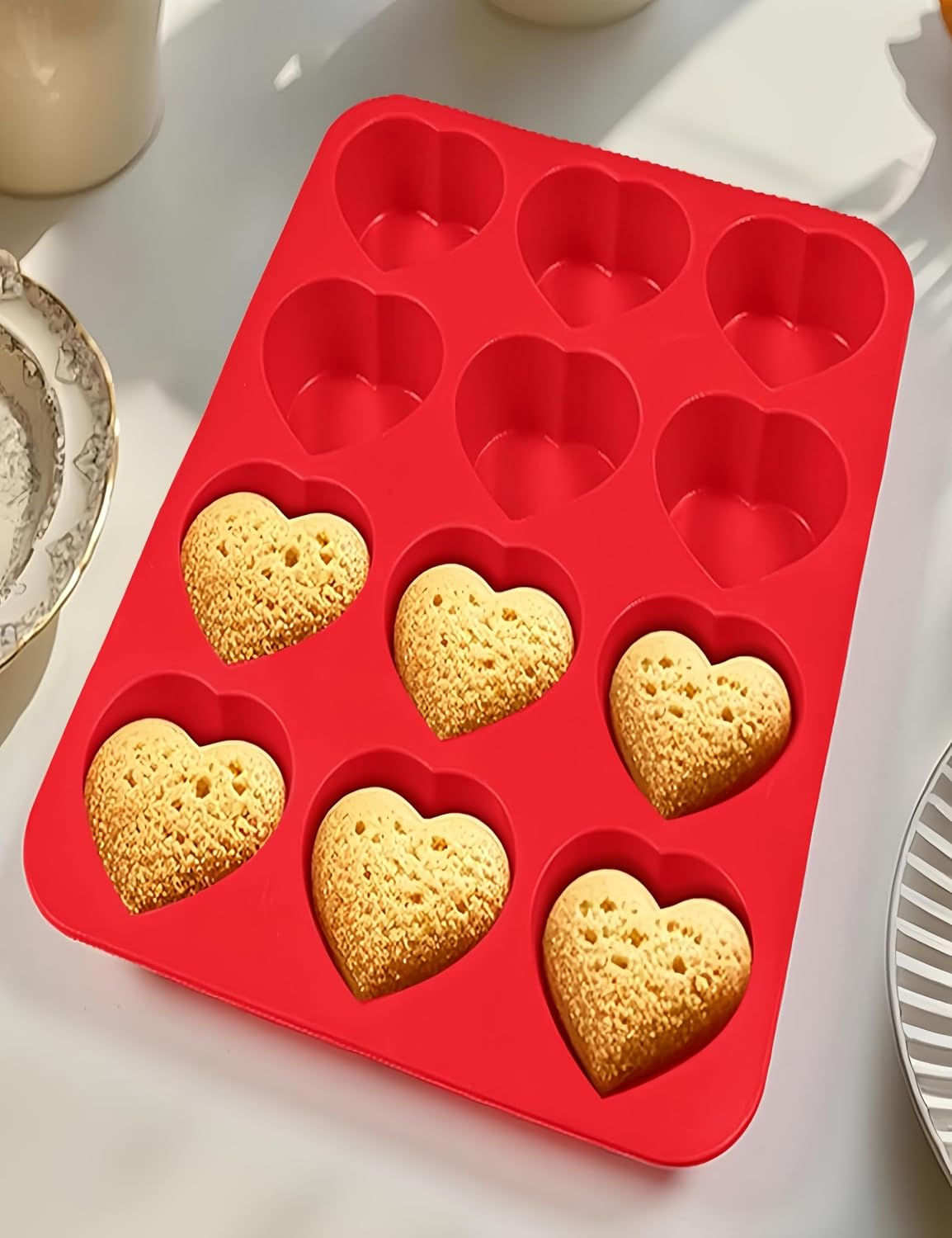 2 Pcs 3.81 Inch Stainless Steel Donut Cutter, Heart Silicone Mold