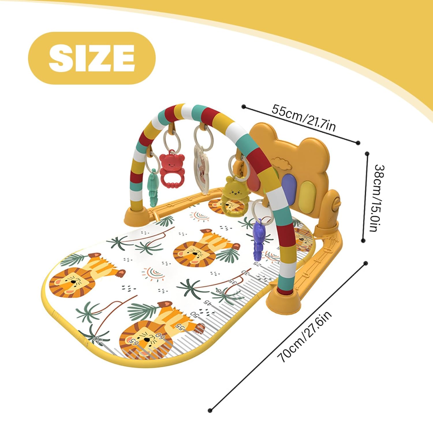 Baby Activity Center with Music and Light Easy and Safe Baby Gym Play Mat with Hanging Newborns Kids Activity Center