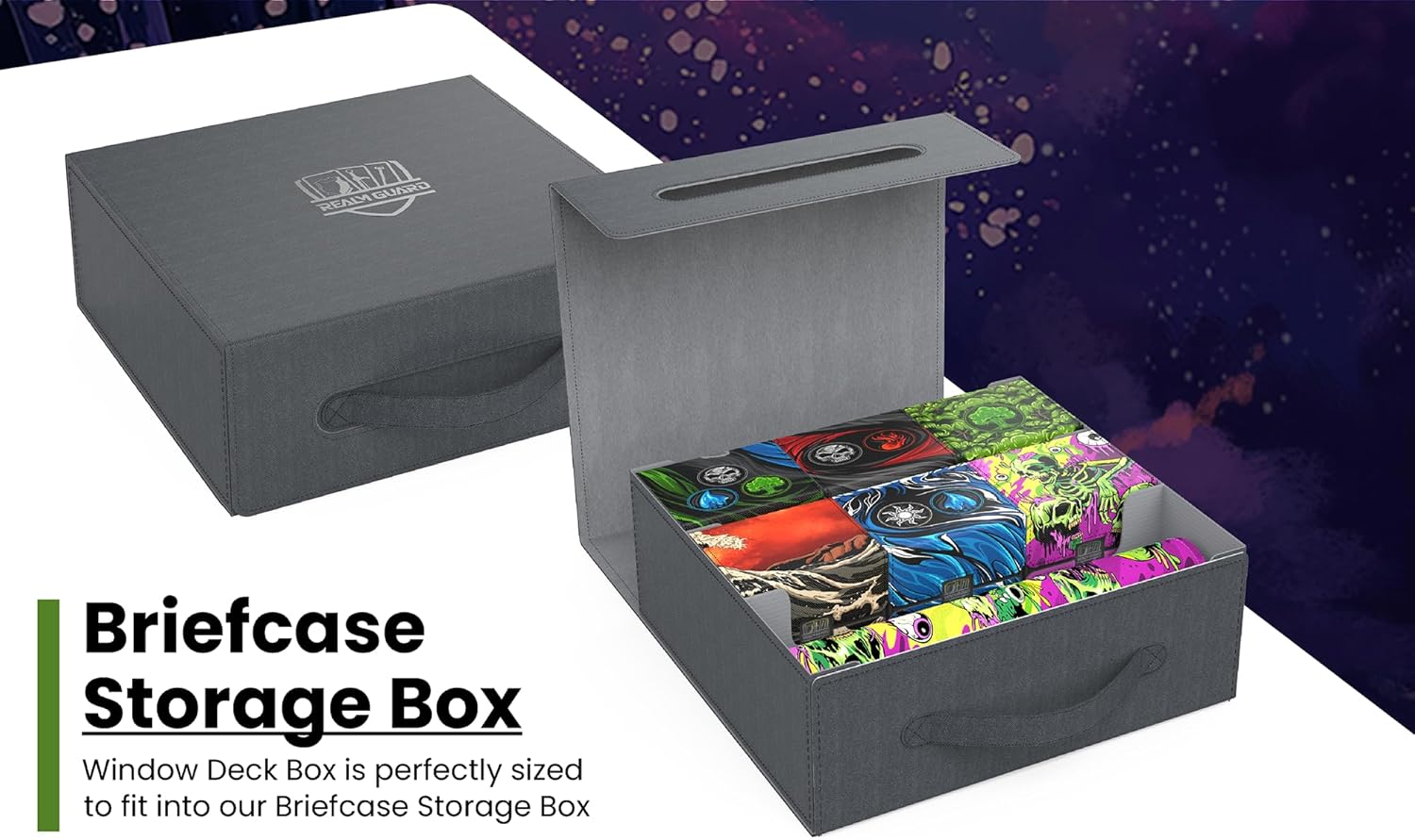 TCG/MTG Commander 100+ Card Art Deck Box With Storage (Great Purple Wave)