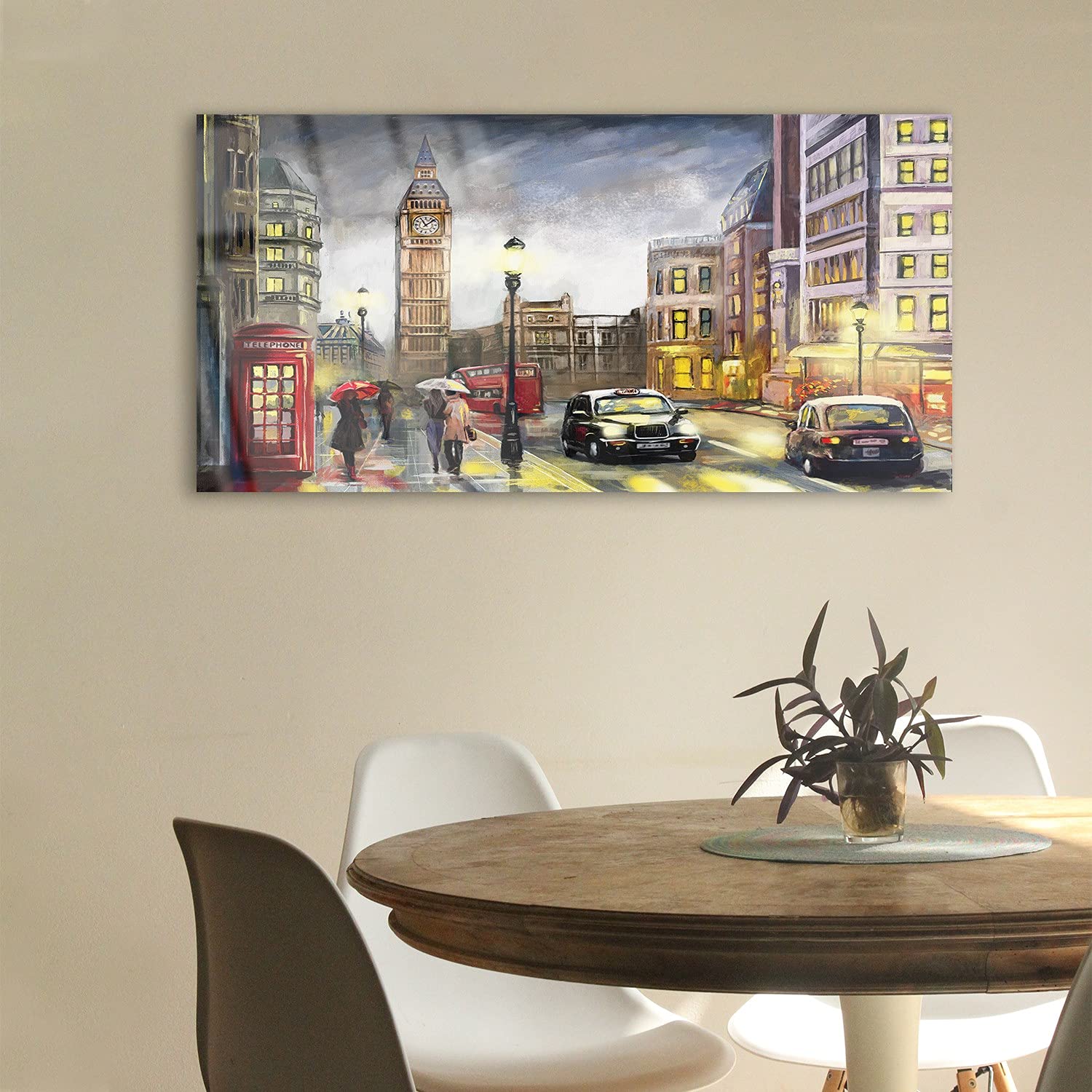 Coloray Pintura acrílica 100x50cm Sala De Estar Vidrio Acrílico Cuadro De Pared Mural Arte - Londres Big Ben Car