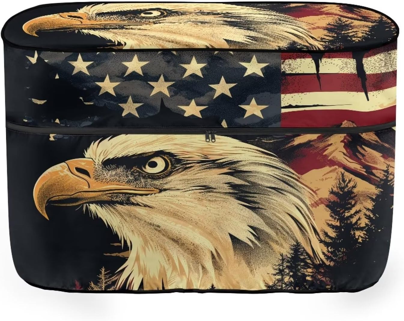 Horeset Vintage American Flag Eagle RV Propane Tank Cover Double 30 LB Waterproof Heavy Duty Propane Gas Tank Cover, Travel Trailer Accessories