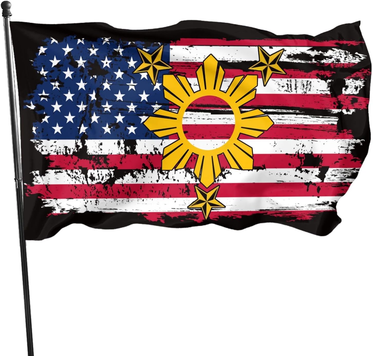Philippines Filipino Sun Stars Flag 3x5 Ft with 2 Brass Grommets Large Banner Yard Outdoor Flag For Lawn Patio Yard Garden Home Outdoor Decor Fade Resistant Banner