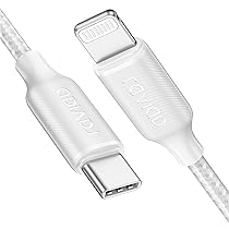 RAVIAD Cavo USB C a Lightning 2M (Certificato MFi) Cavo iPhone USB Tipo C in Nylon Carica Rapida Caricatore per iPhone 14, 13, 13 Pro, 13 Pro Max, 12 Mini, 11 Pro Max, 11, SE 2020, XR, XS, X, 8, 8 Plus – Bianco