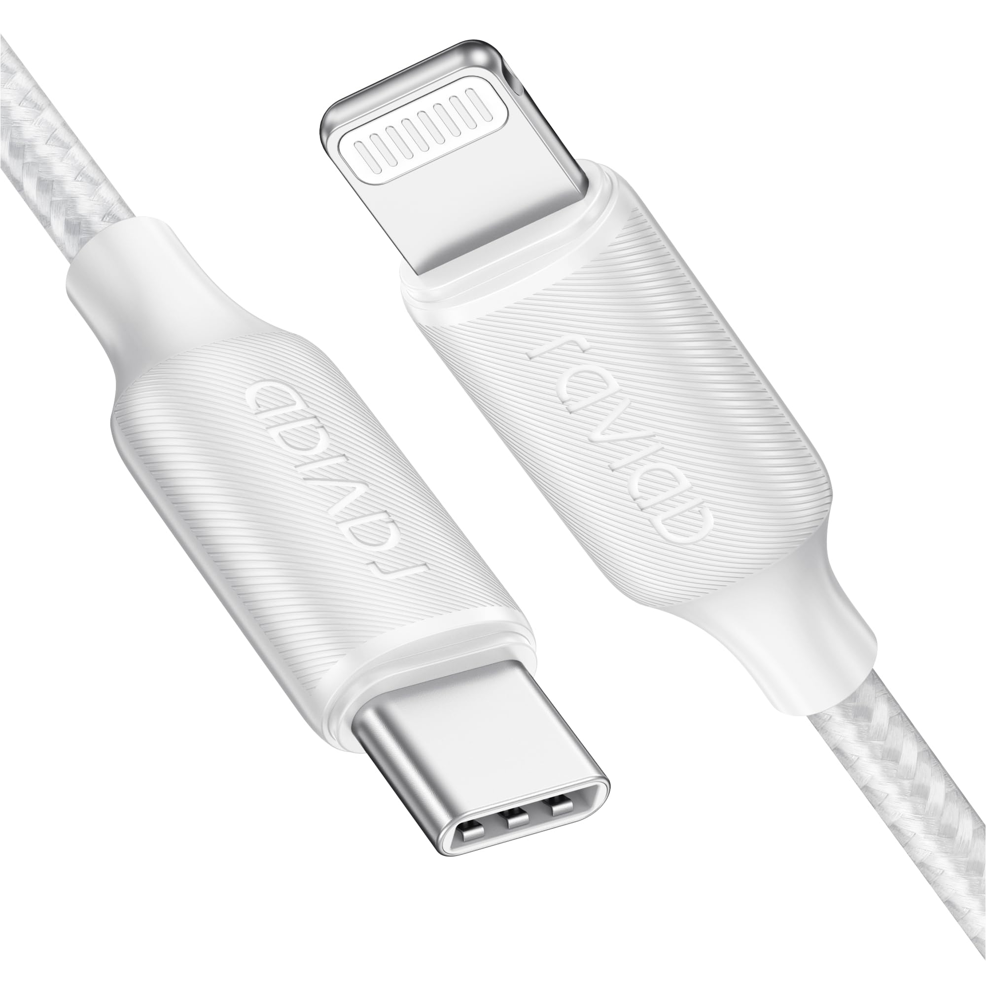 RAVIAD Cavo USB C a Lightning 1M [Certificato MFi] Cavo iPhone USB Tipo C in Nylon Carica Rapida Caricatore per iPhone 14/13/13 Pro Max/12 Mini/11 Pro/11 Pro Max/11/SE 2020/XR/XS/X/8/8 Plus - Bianco