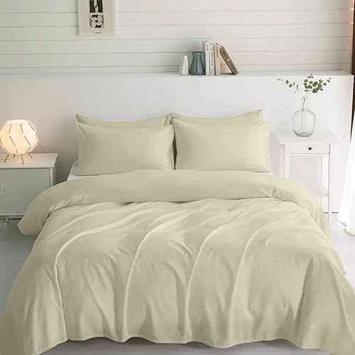 Kotton Culture Juego de funda de edredón de 3 piezas de 3 piezas de 100 % algodón natural, tamaño QueenMatrimonial, con cierre de cremallera y