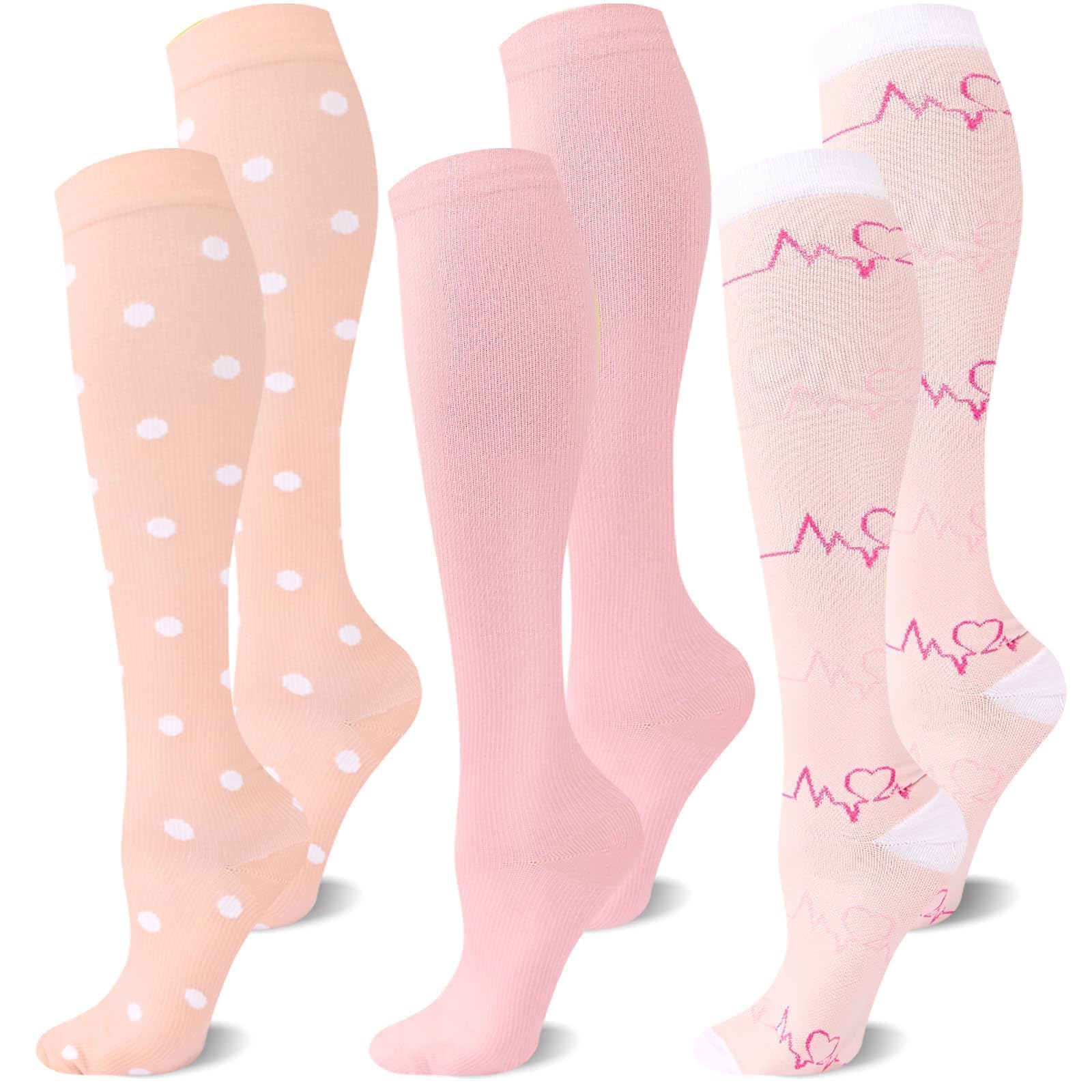 CAMPSNAIL 3 Paar Kompressionsstrümpfe Damen und Herren Stützstrümpfe | Kompressionssocken Kniestrümpfe,Compression Socks für Flug Sport Reisen Laufen Krankenschweste