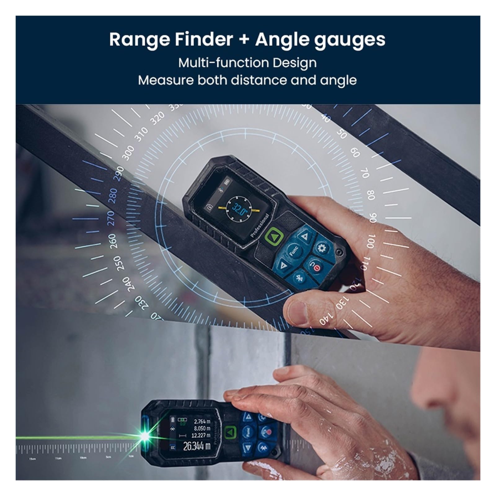 Medidor de distancia GLM 50-27 CG 50M Telémetro IP65 Bluetooth Control por aplicación Medidor de distancia profesional Regla medidora de distancia for construcción industrial