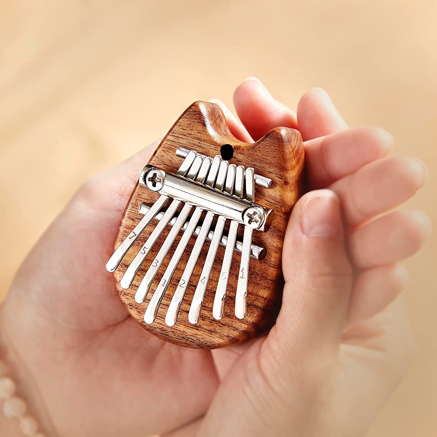 Kalimba Thumb Piano 8 Key Mini Thumb Piano Finger Piano Mini Kalimba Thumb Piano for Kids(Ellipse Deep Brown)