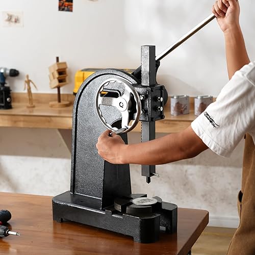 Miniatura 8 de VEVOR Prensa de árbol, prensa de eje tipo trinquete de 3 toneladas, prensa de eje de palanca de trinquete con volante, altura máxima de 12.2