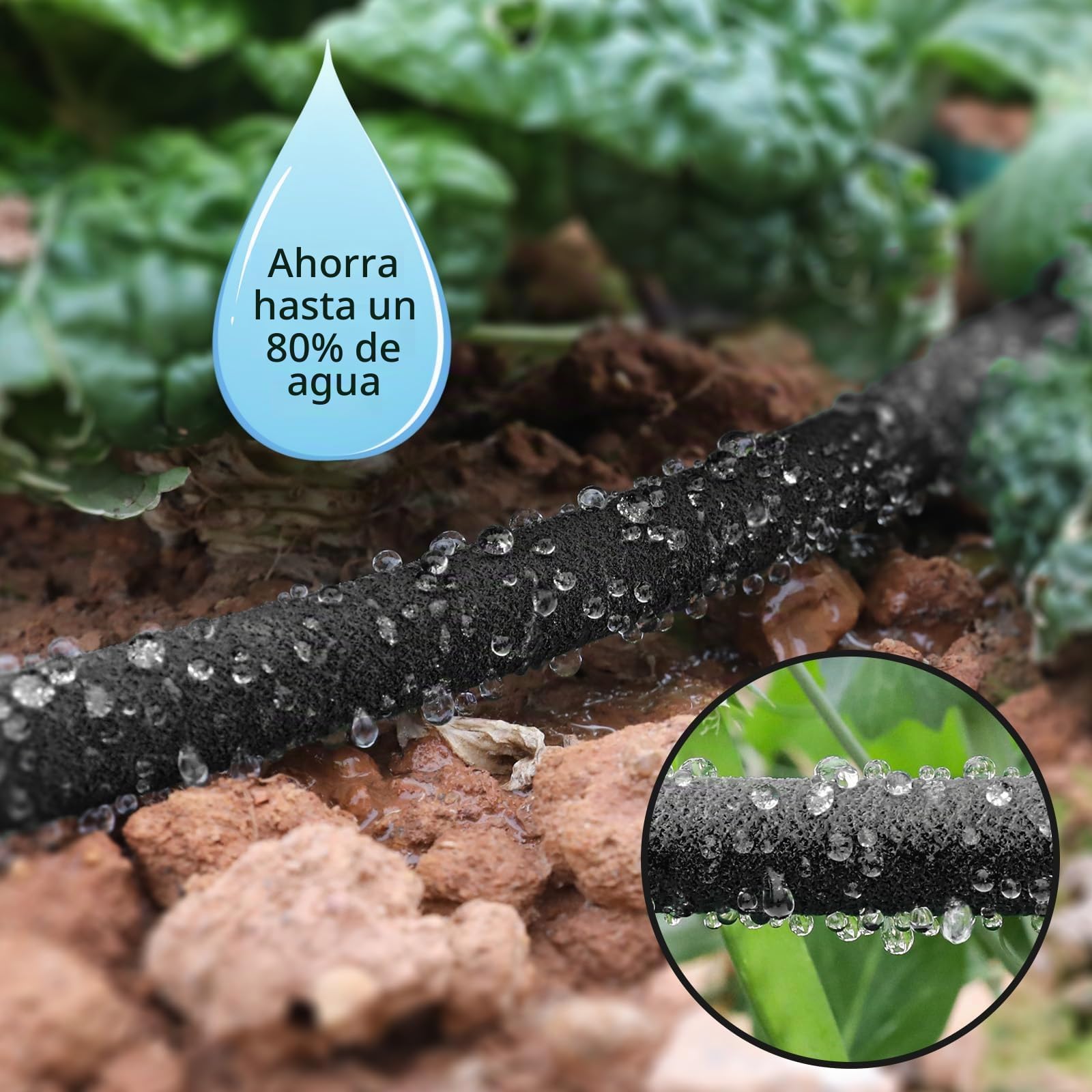 Juego de Manguera de Remojo de 50 m, Juego de Manguera de Goteo, Tubo de Riego por Goteo, Manguera Porosa para Parterres, Huertos e Invernaderos, Color Negro (verde) (negro)