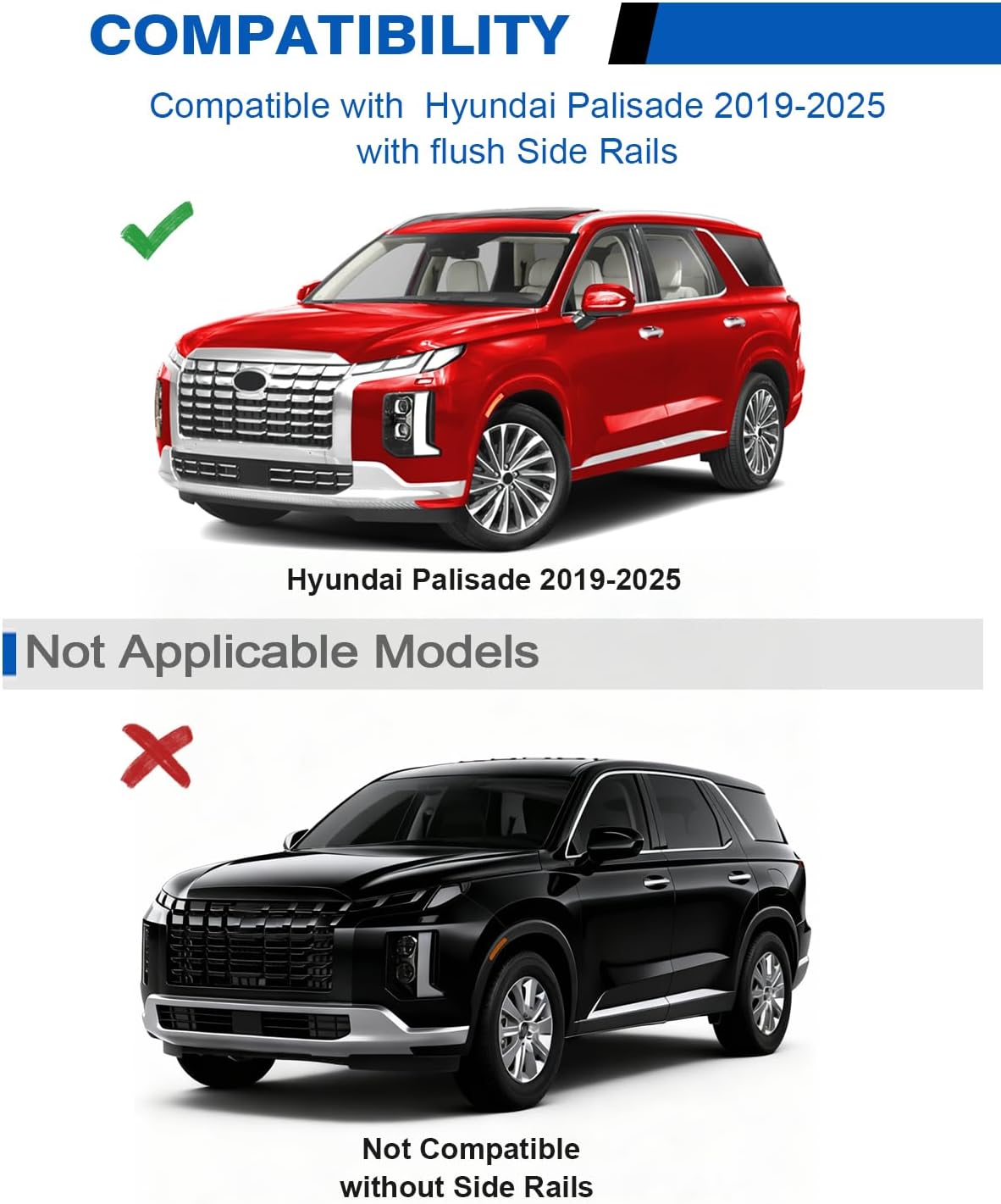 wonderdriver lockable roof rack cross bars 300lbs compatible with hyundai palisade 2019-2025 se sel xrt limited calligraphy,heavy duty aluminum roof rails crossbars canoe black rooftop cargo luggage compatible with palisade 2019-2025