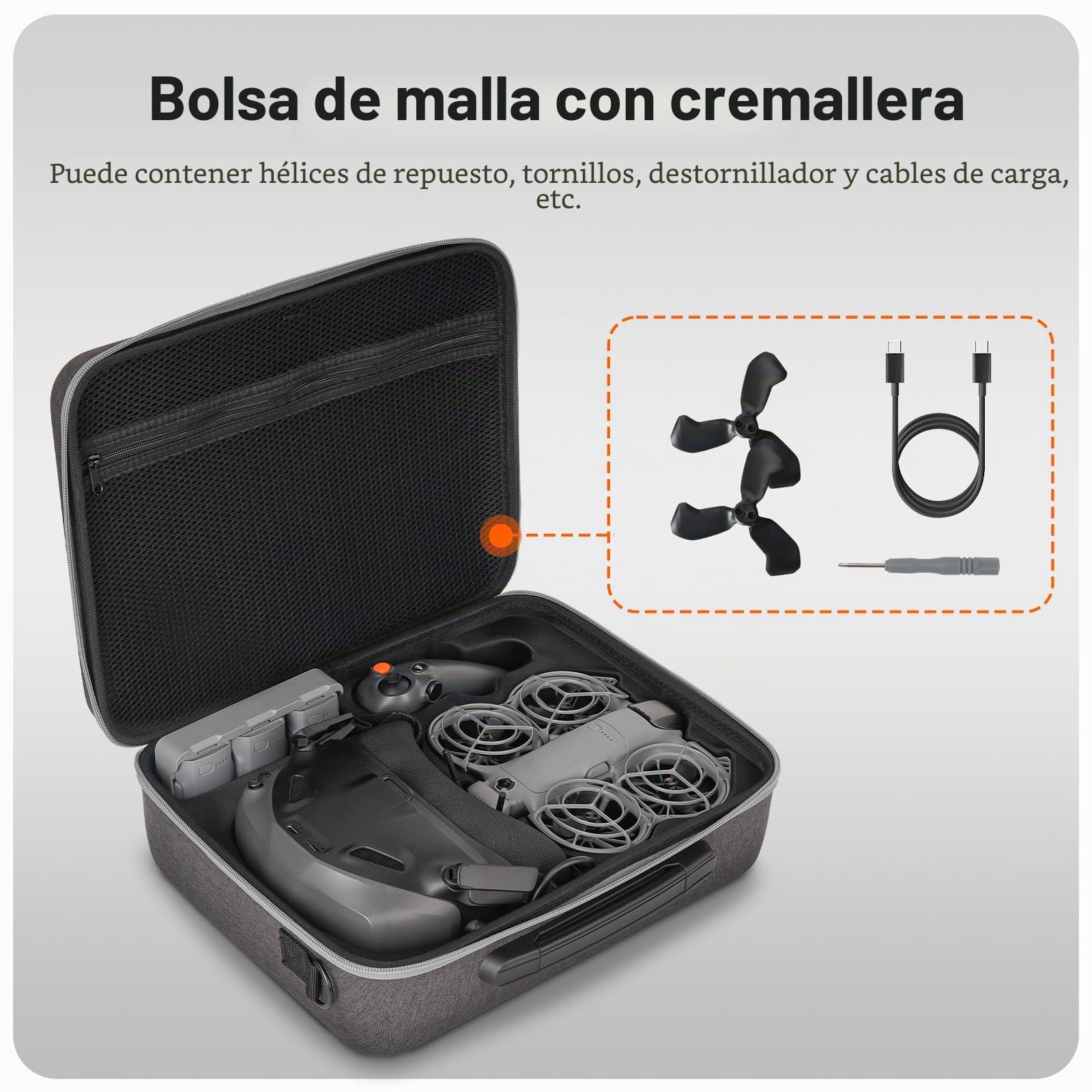 Bolsa de Almacenamiento Rígida para dji Neo 2 Motion Fly More Combo Funda de Transporte para dji Goggles N3 Funda Caja Protectora Anticaídas y Antirrayaduras con Correa para el Hombro