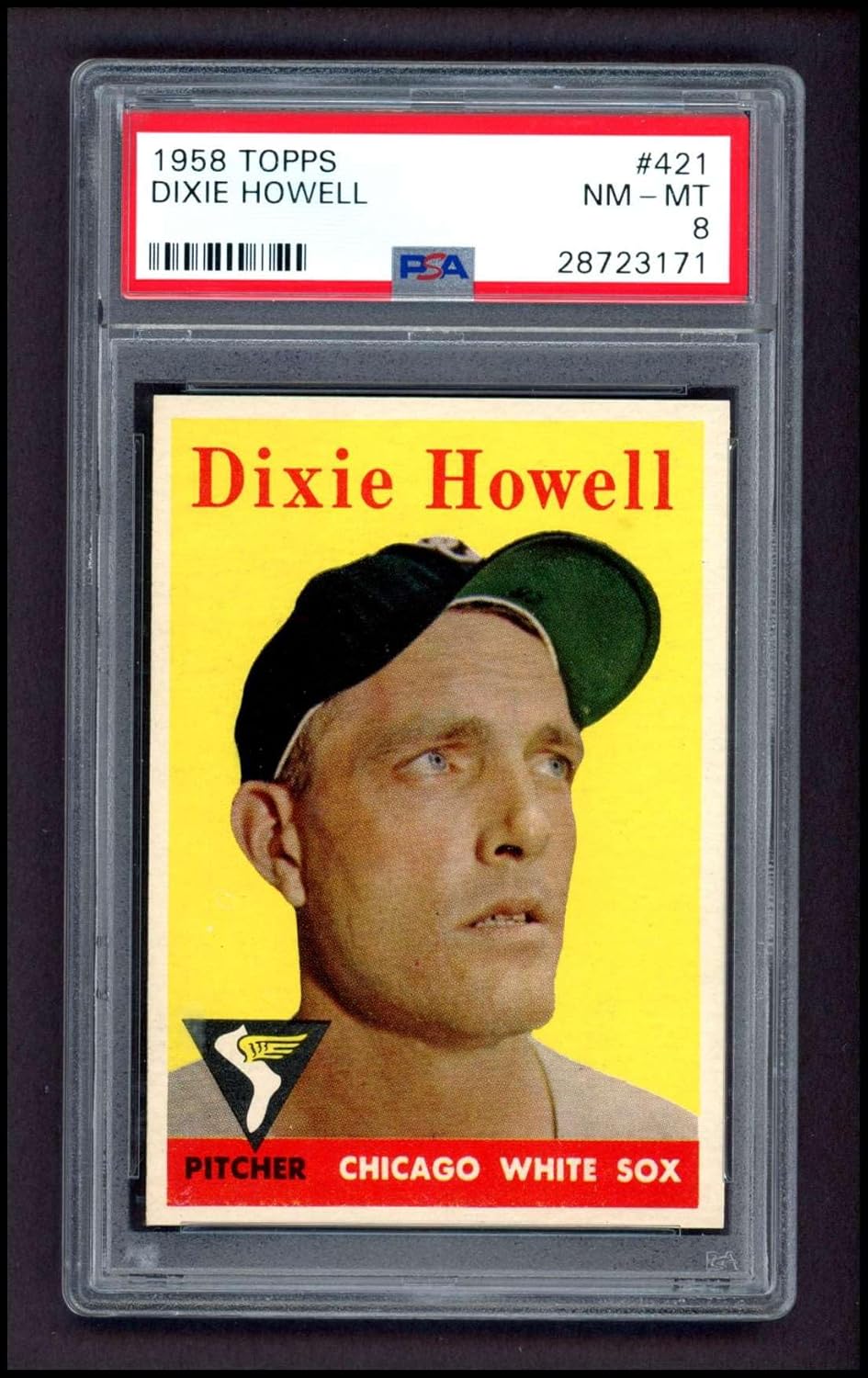 1958 Topps #421 Dixie Howell Chicago White Sox (Baseball Card) PSA PSA 8.00 White Sox