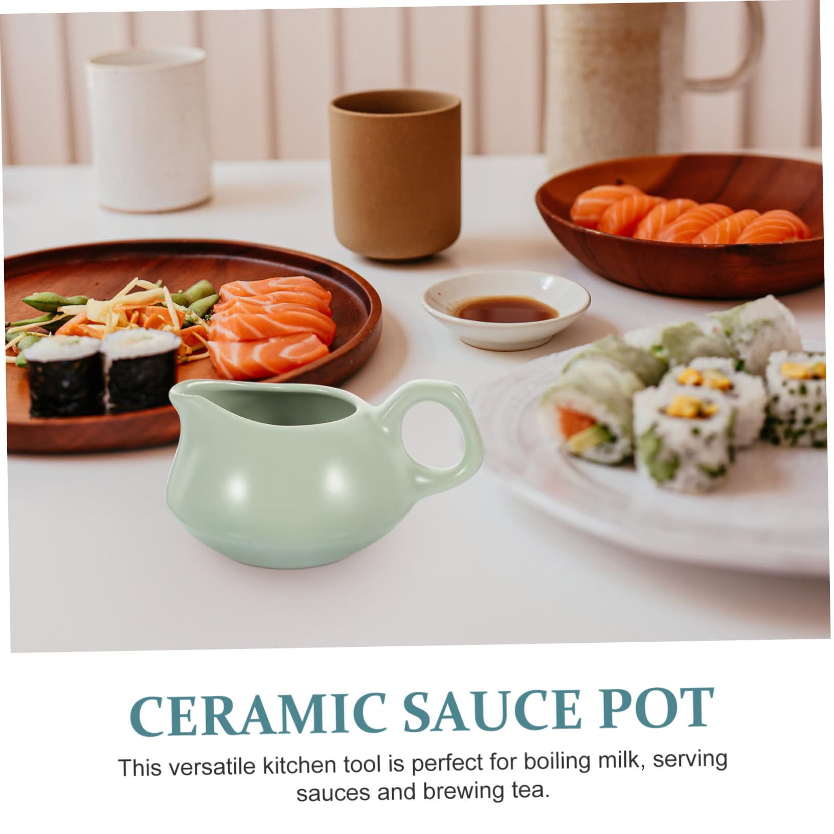 CHILDWEET 3pcs Boat Gravy Plate Salad Dressing Dispenser Small Creamer Pitcher Gravy Sauce Boat Container Gravy Pitcher Pitcher Sauce Cup Dish Teapot Saucer Boats with Handle Green Ceramics