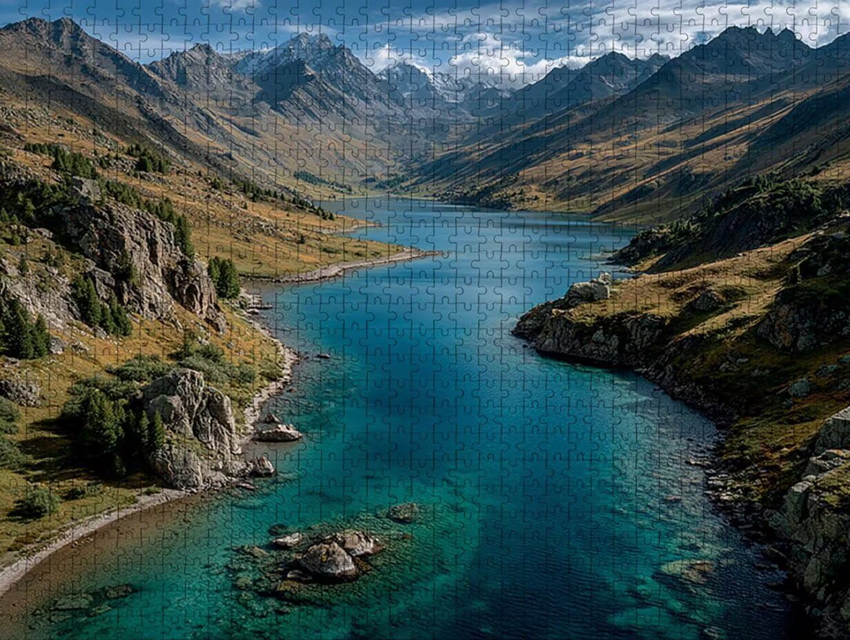 Górskie drewniane puzzle 2000 sztuk, widok puzzle dla dorosłych z pudełkiem 99 x 70 cm, łamigłówki, dla mężczyzn kobiet nastolatek, kreatywne gry logiczne, dekoracja domu prezent, 4-7063
