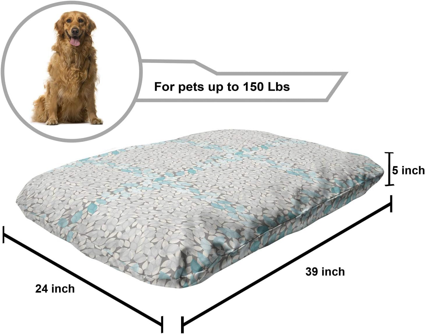 review Lunarable Autumn Pet Bed, Rhythmic Pastel Tone Vintage Leaves Blossoms Motifs Illustration, Chew Resistant Pad for Dogs and Cats Cushion with Removable Cover, 24