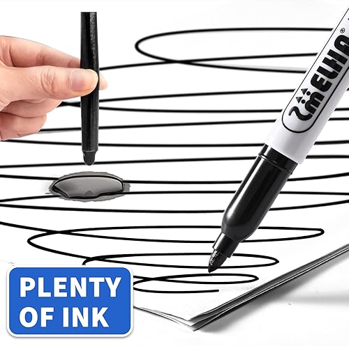 Miniatura 3 de SMELHA Marcadores permanentes, paquete de 100 rotuladores permanentes negros, juego de marcadores permanentes negros a granel, punta fina,
