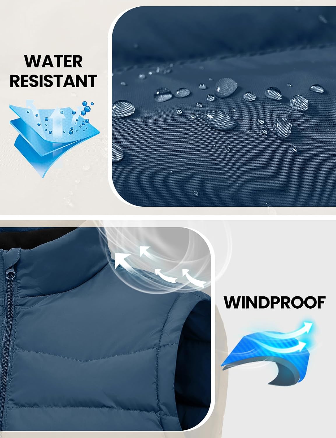 TBMPOY Men's Puffer Vest Lightweight Zip Up Sleeveless Jackets Outdoor Puffy Winter Insulated Outerwear for Running Golf - Image 3