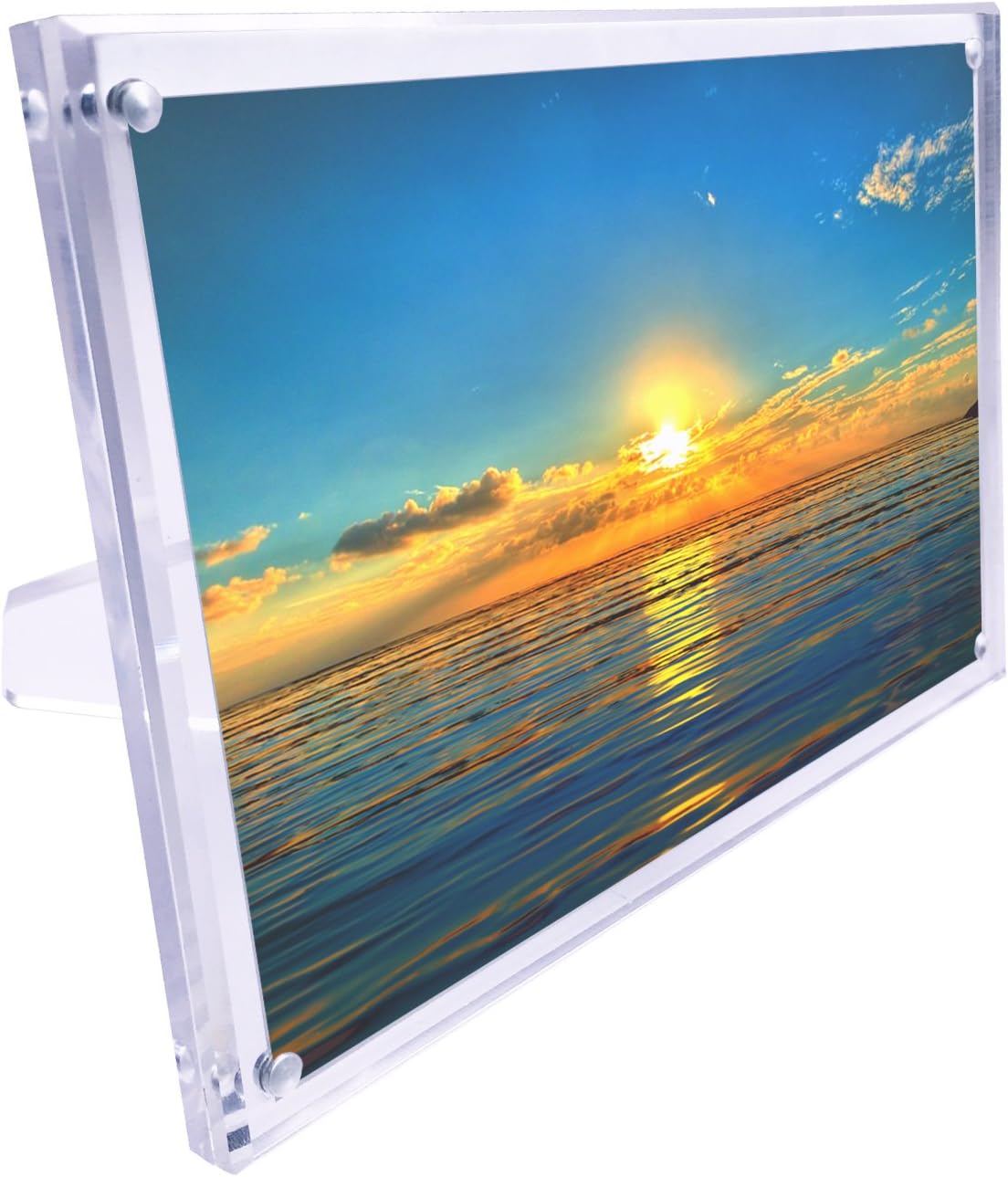 Lausatek Acrylic Picture Frame, 4x6 Clear Magnet Photo Frame With Microfiber Cloth, Double Sided Frameless Standing in Desktop Picture Display and for Document Certificate Sign Display Pack of 1