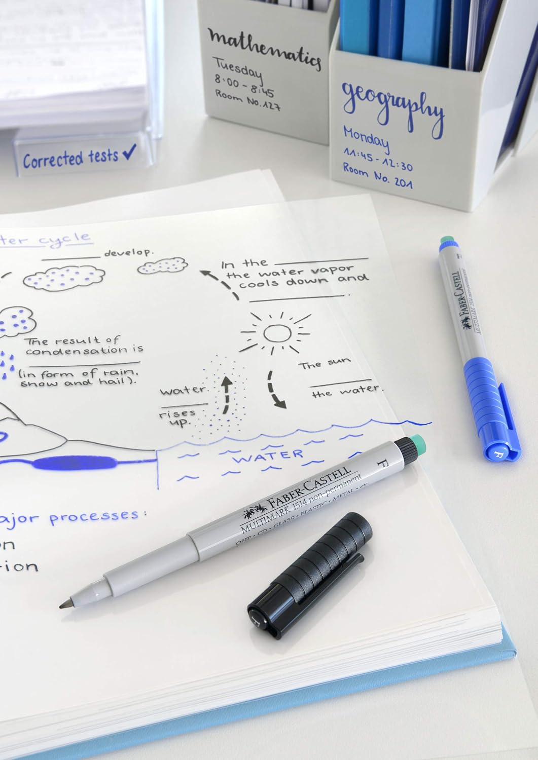 Faber Castell 152651 Medium "Multimark" Non-Permanent Marker - Blue