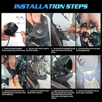 Upgraded Headlight for Sur Ron Ultra Bee, Plug N Play LED Headlight Front Lamp Light with Mounting Bracket, Square Four Bulbs Headlamp & Assemblies for Sur Ron, 3 Modes, Black