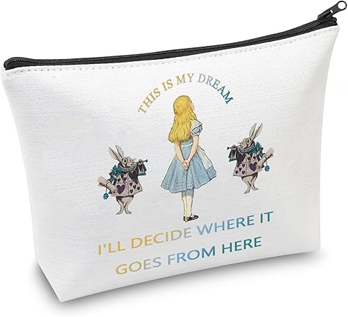 CMNIM Regalos de cuentos de hadas, bolsa de maquillaje de Alicia This Is My Dream inspiradora para el país de las maravillas de conejo, regalos para