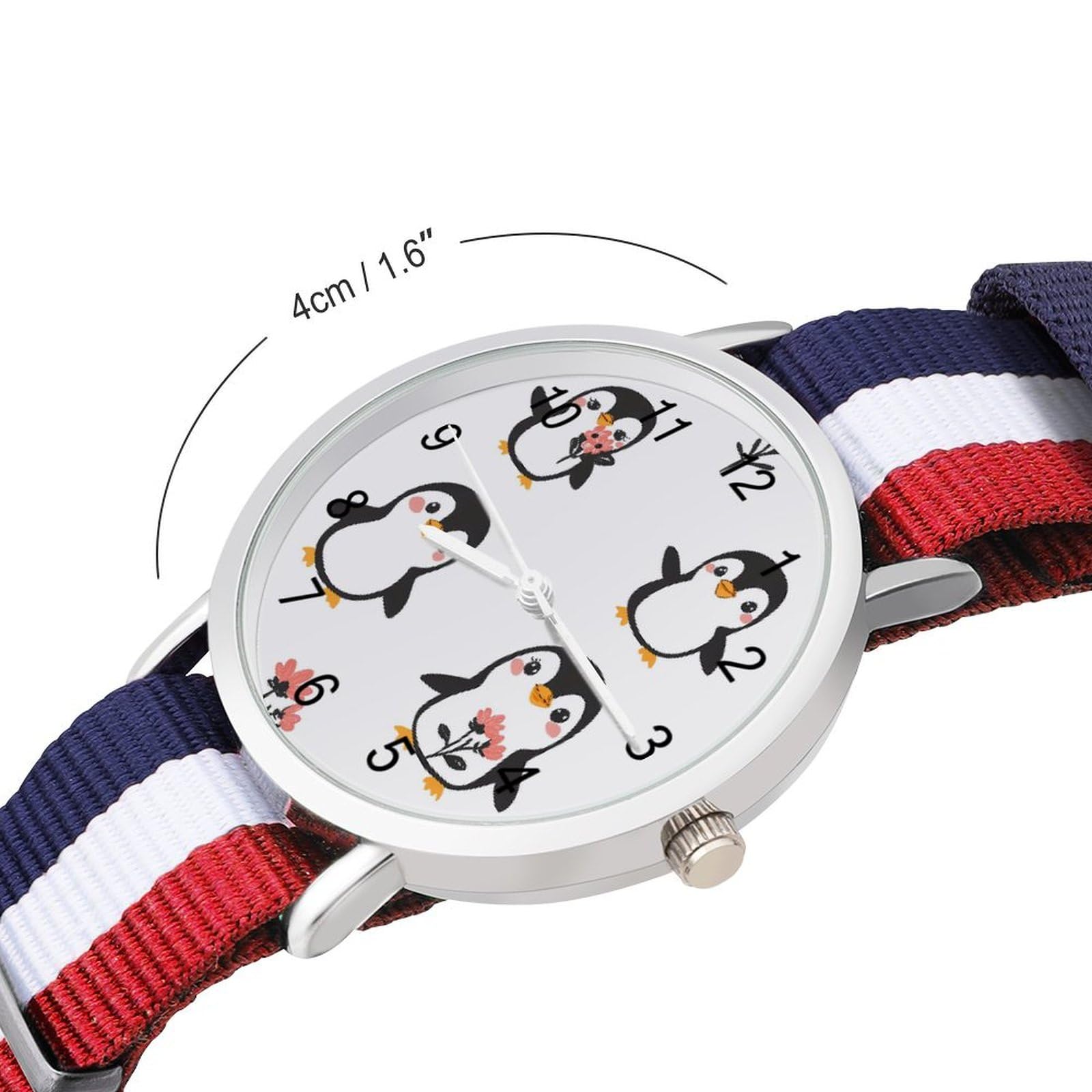 Penguins and Wild Flowers Funny Wrist Watches for Men Women Fashion Graphic Watch for Work Workout