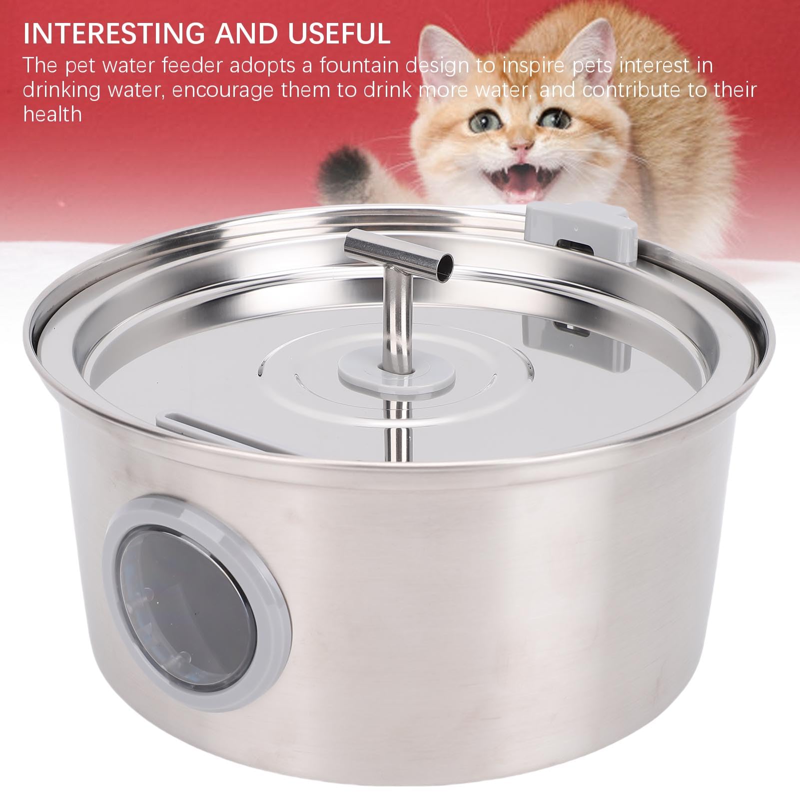 Fuente de Agua para Gatos de Acero Inoxidable, Dispensador Automático de Agua para Mascotas de 3,2 L para Perros y Gatos de Interior, con de Circulación y 3 Filtros de Repuesto,