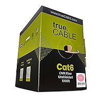 Vista 16 de trueCABLE Cat6 cable riser (CMR), 1000 pies, 4 pares de cobre puro sólido de 23 AWG, 550 MHz, certificación ETL, par trenzado sin blindaje (UTP)