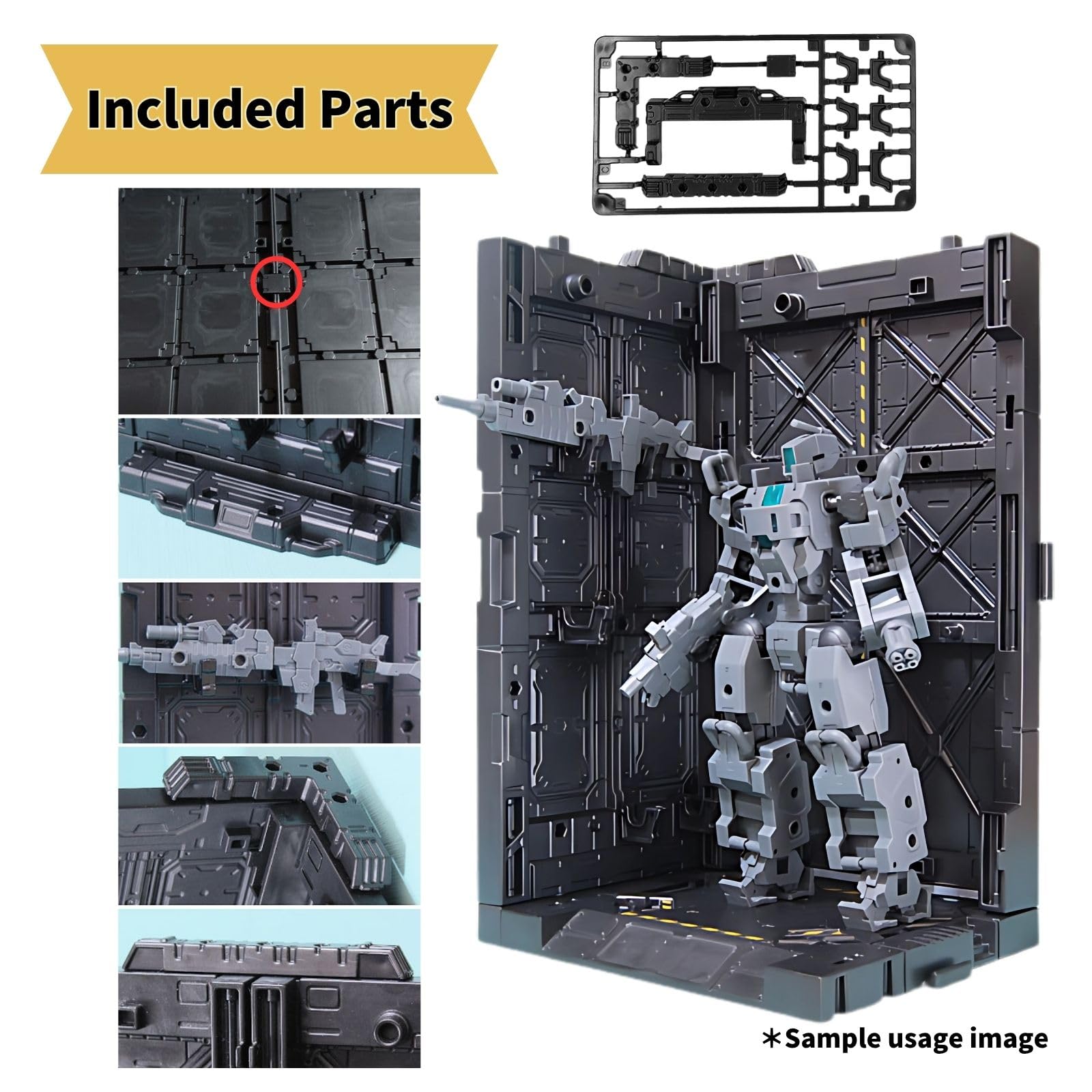 Plastic Model Display Items Set (Side Walls ×2, Alligator Clips ×2), 9.65 inches (H) x 4.53 inches (L) x 1.5 inches (W) - Image 4