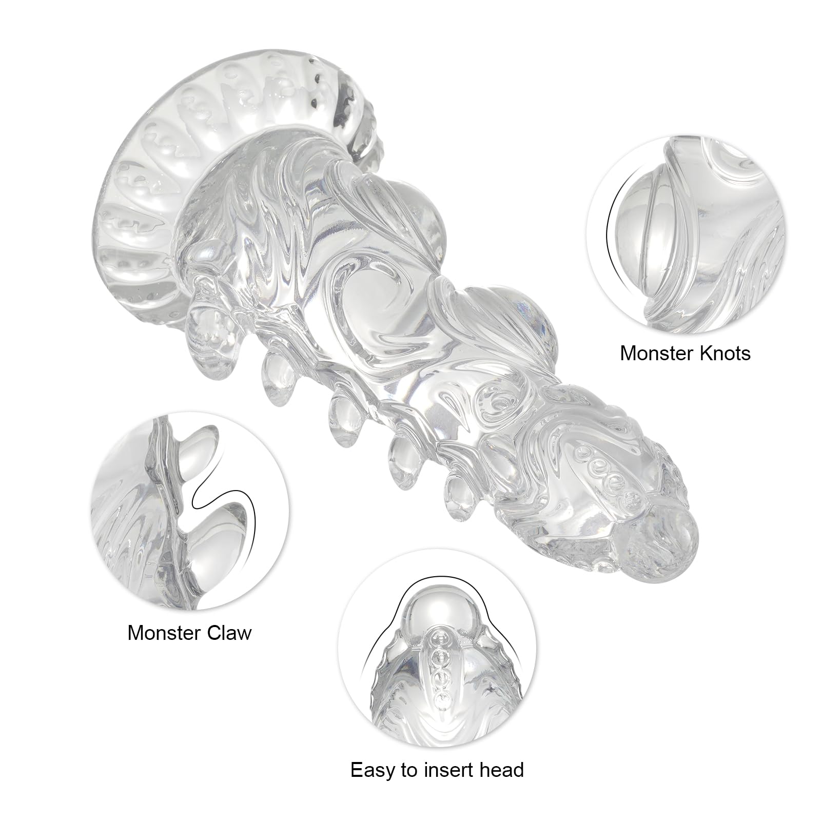 Wdrssfys Knot Dildo,Monster Dildo 7.6 in Clear Dildo with Strong Suction Cup,Dog Dildo Adult Sex Toys for Women Men and Couples
