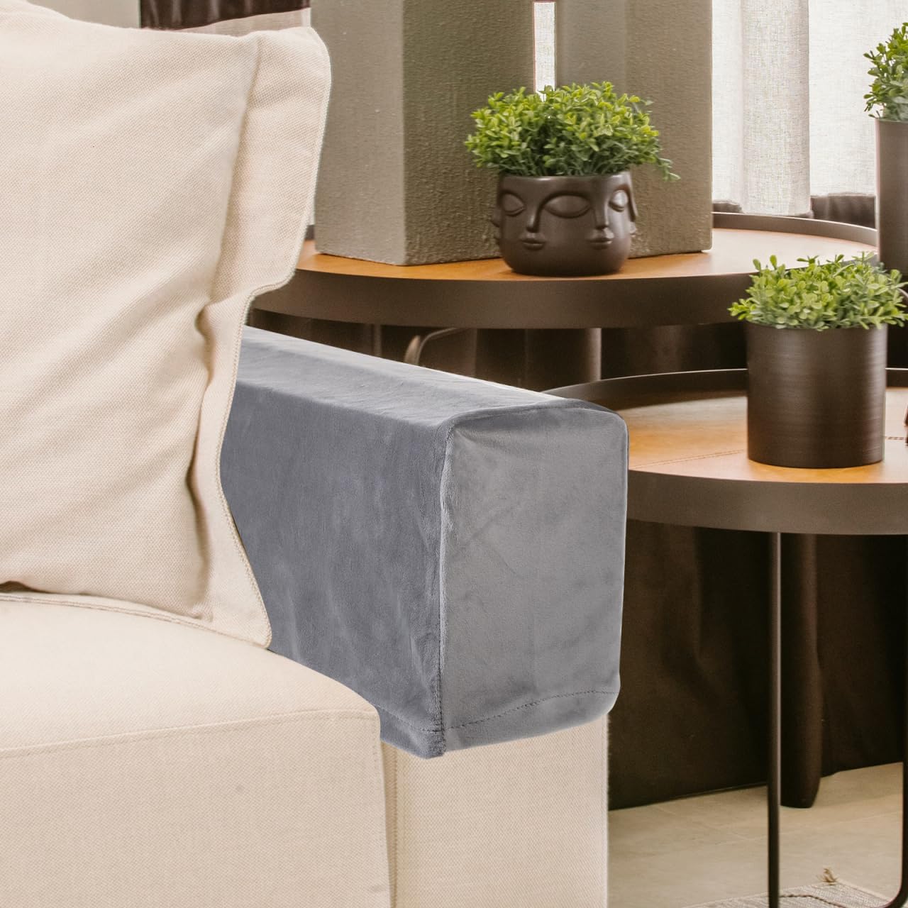 UKCOCO Grey Sofa Armrest Cover Universal Elastic Armrest Protector Protective Cloth 2-Pack for Couch Sofa Home Office 19.68 X 7.87 X 4.72 in